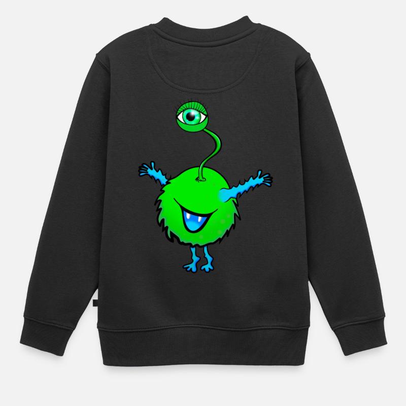 vert monstre avec un oeil - Sweat Premium enfant bio - noir
