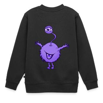 Monstre pourpre avec un oeil - Sweat Premium enfant bio - noir - Dos - AI Model Kid Female (0cm)