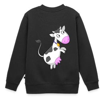 bande dessinée de vache curieuse - Sweat Premium enfant bio - noir - Dos - AI Model Kid Female (0cm)