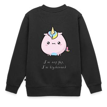 Einhorn putzig niedlich fett - Kinder Premium Organic Sweatshirt - Schwarz - Hinten - AI Model Kid Female (0cm)