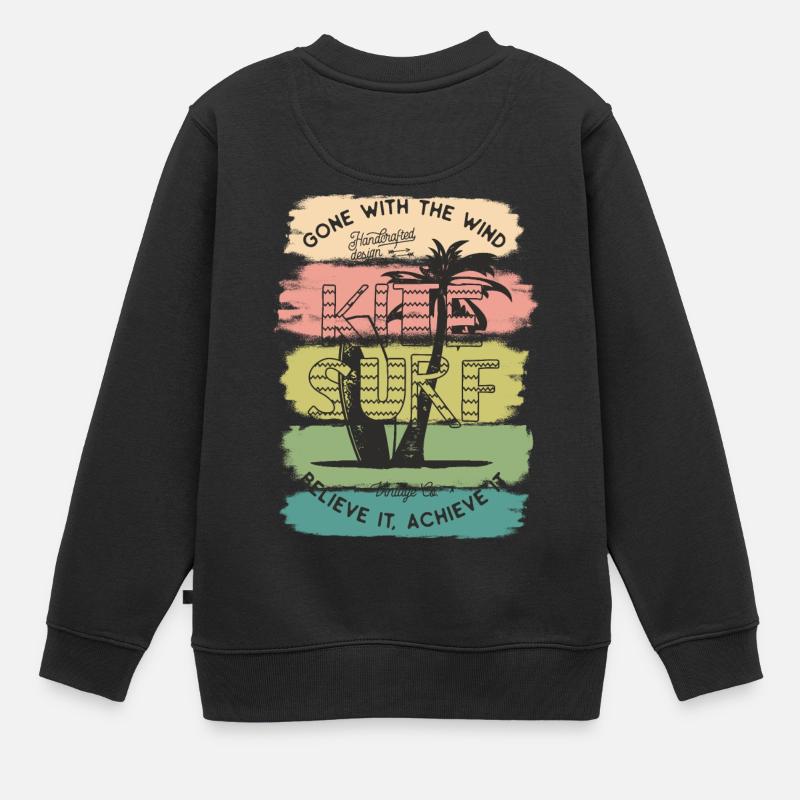 Kite Kiteboard Kiteboarding Kitesurf Geschenk - Kinder Premium Organic Sweatshirt - Schwarz