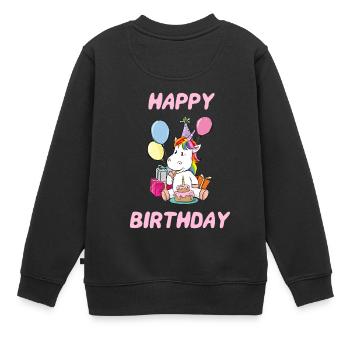 Trendy Einhorn Geburtstagsgeschenk mädchen - Kinder Premium Organic Sweatshirt - Schwarz - Hinten - AI Model Kid Female (0cm)