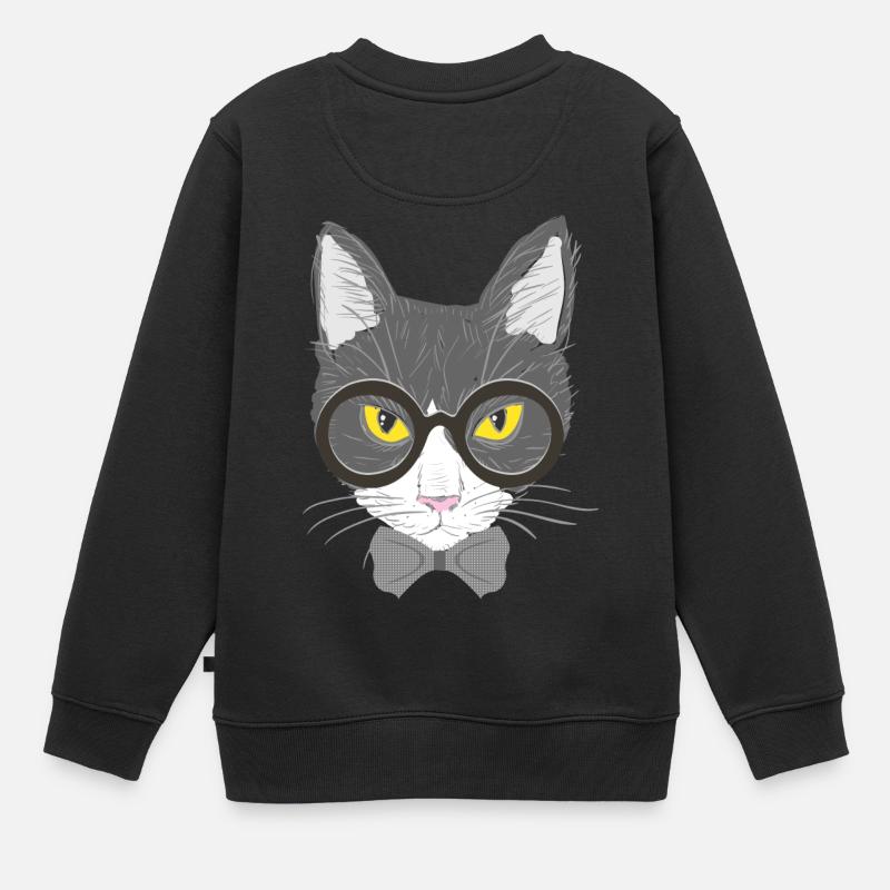 visage de chat - Sweat Premium enfant bio - noir