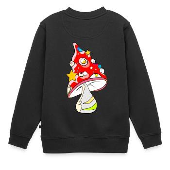 Roter Pilz - Fliegenpilz - Kinder Premium Organic Sweatshirt - Schwarz - Hinten - AI Model Kid Female (0cm)