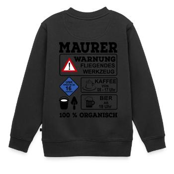 Maurer - Kinder Premium Organic Sweatshirt - Schwarz - Hinten - AI Model Kid Female (0cm)