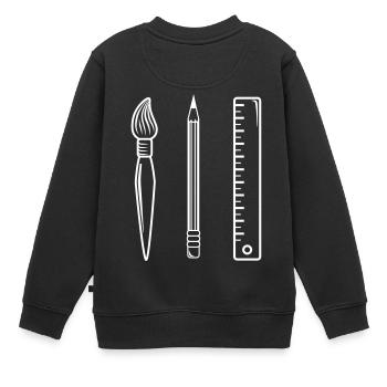 Pinsel Bleistift Linieal - Kinder Premium Organic Sweatshirt - Schwarz - Hinten - AI Model Kid Female (0cm)
