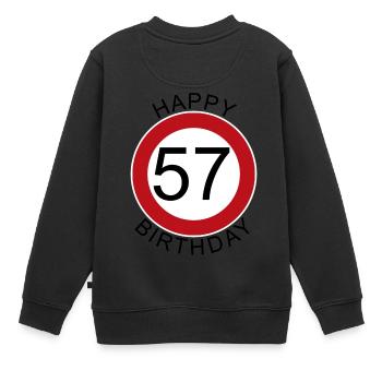 Joyeux anniversaire 57 panneau de signalisation - Sweat Premium enfant bio - noir - Dos - AI Model Kid Female (0cm)