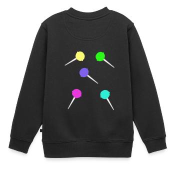 Süßigkeiten Kindergeburtstag naschen Lolli Kinder - Kinder Premium Organic Sweatshirt - Schwarz - Hinten - AI Model Kid Female (0cm)