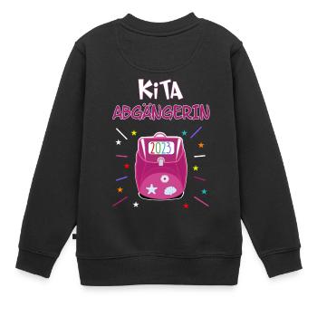 Schulkind 2023 - Kita Abgängerin - Kinder Premium Organic Sweatshirt - Schwarz - Hinten - AI Model Kid Female (0cm)