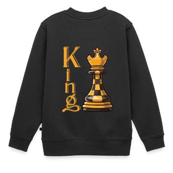 Schachkönig Eleganz - Kinder Premium Organic Sweatshirt - Schwarz - Hinten - AI Model Kid Female (0cm)