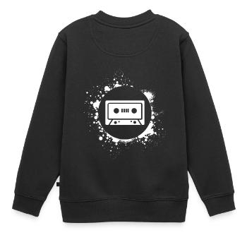 Kassette - Kinder Premium Organic Sweatshirt - Schwarz - Hinten - AI Model Kid Female (0cm)