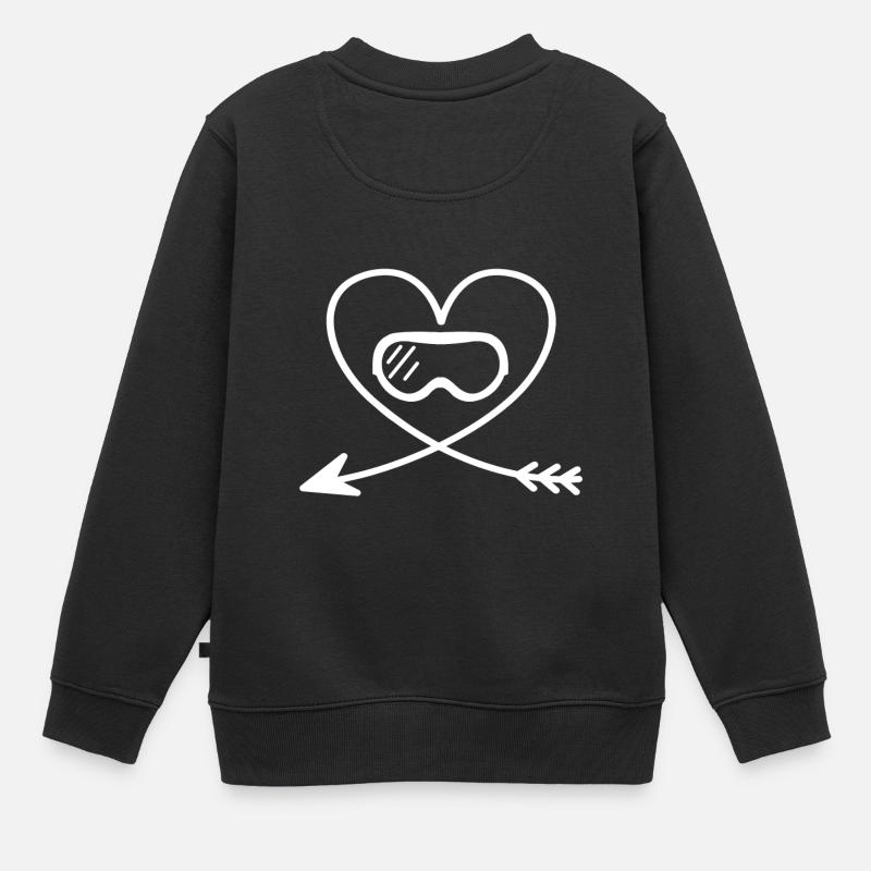 Skibrille Herz Pfeil - Kinder Premium Organic Sweatshirt - Schwarz