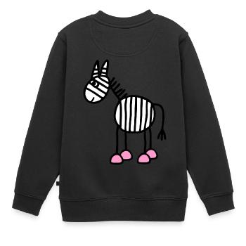 Streifen Gestreift Pferd Zebra - Kinder Premium Organic Sweatshirt - Schwarz - Hinten - AI Model Kid Female (0cm)