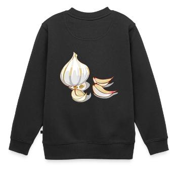 Knoblauch - Kinder Premium Organic Sweatshirt - Schwarz - Hinten - AI Model Kid Female (0cm)