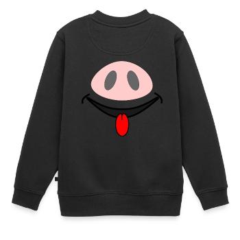 Schweinchen lachend - Kinder Premium Organic Sweatshirt - Schwarz - Hinten - AI Model Kid Female (0cm)