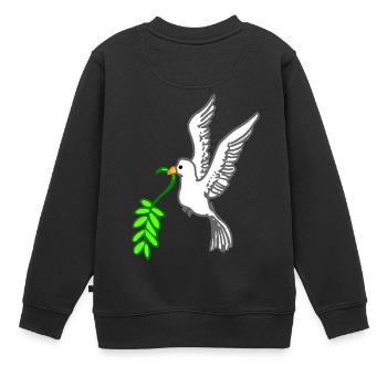 Friedenstaube gezeichnet - Kinder Premium Organic Sweatshirt - Schwarz - Hinten - AI Model Kid Female (0cm)