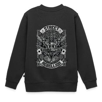 STREET REBELLION - Cycliste et moto shirt cadeau - Sweat Premium enfant bio - noir - Dos - AI Model Kid Female (0cm)