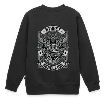 BIKER REBELLION - Cycliste et moto shirt cadeau - Sweat Premium enfant bio - noir - Dos - AI Model Kid Female (0cm)