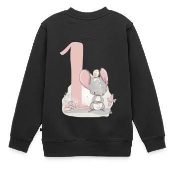 Geburtstag Zahl 1 Maus - Kinder Premium Organic Sweatshirt - Schwarz - Hinten - AI Model Kid Female (0cm)