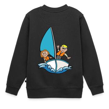 Segelboot - Kinder Premium Organic Sweatshirt - Schwarz - Hinten - AI Model Kid Female (0cm)