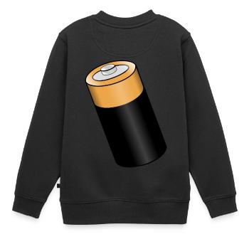 Batterie. Geschenkidee - Kinder Premium Organic Sweatshirt - Schwarz - Hinten - AI Model Kid Female (0cm)