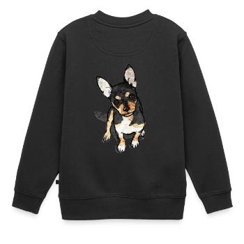 Chemise de chien amant yeux de chien doux - Sweat Premium enfant bio - noir - Dos - AI Model Kid Female (0cm)