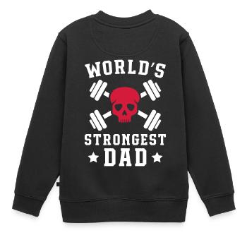 World's Strongest Dad - Kinder Premium Organic Sweatshirt - Schwarz - Hinten - AI Model Kid Female (0cm)