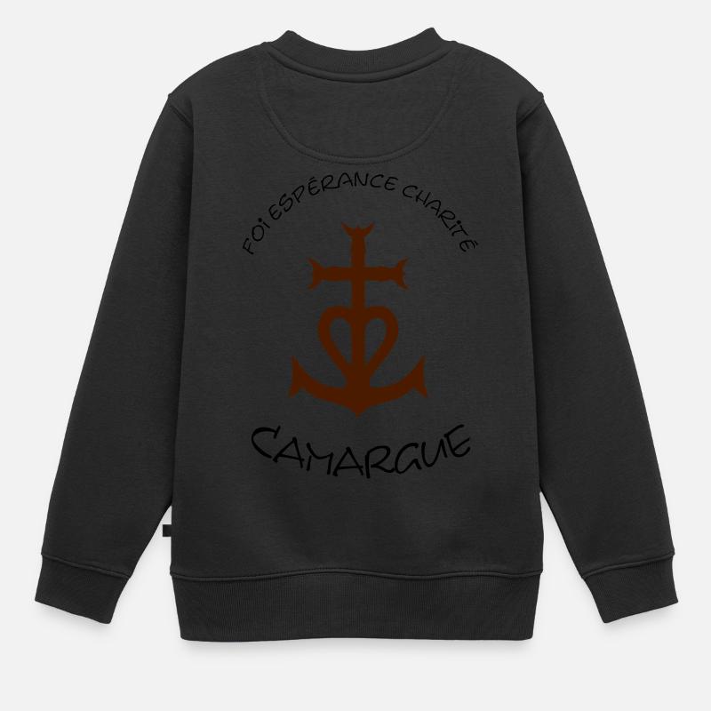 Croix camargue: foi esperance charite - Sweat Premium enfant bio - noir