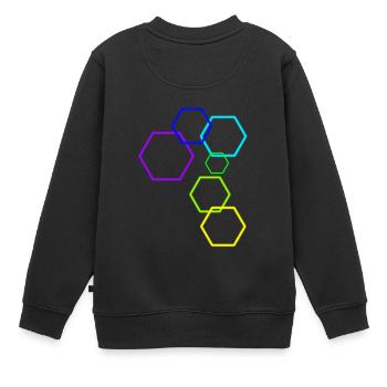 La construction [Hexagon] - Sweat Premium enfant bio - noir - Dos - AI Model Kid Female (0cm)
