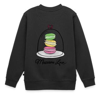 Macaron Love - Macaron Love - Sweat Premium enfant bio - noir - Dos - AI Model Kid Female (0cm)