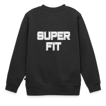SUPER FIT - Kinder Premium Organic Sweatshirt - Schwarz - Hinten - AI Model Kid Female (0cm)