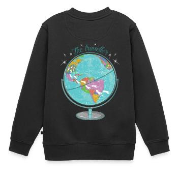 Der Reisende - Urlaubsdesign - Verreisen - Travel - Kinder Premium Organic Sweatshirt - Schwarz - Hinten - AI Model Kid Female (0cm)
