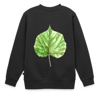 Lindenblatt - Kinder Premium Organic Sweatshirt - Schwarz - Hinten - AI Model Kid Female (0cm)