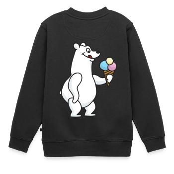 Eisbär Eiskrem Eiscreme Kugeleis Winter - Kinder Premium Organic Sweatshirt - Schwarz - Hinten - AI Model Kid Female (0cm)
