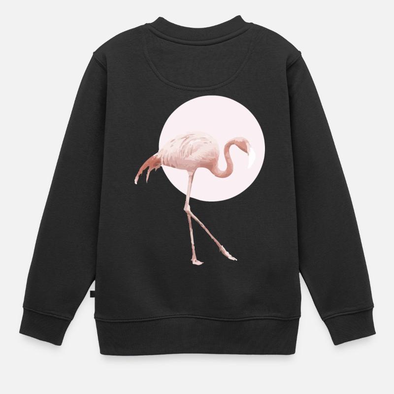 Flamant rose - Sweat Premium enfant bio - noir