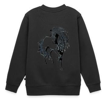 Cheval blanc sur fond transparent - Sweat Premium enfant bio - noir - Dos - AI Model Kid Female (0cm)