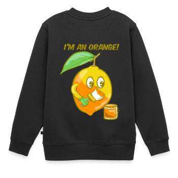Ich bin eine Orange - Kinder Premium Organic Sweatshirt - Schwarz - Hinten - AI Model Kid Female (0cm)