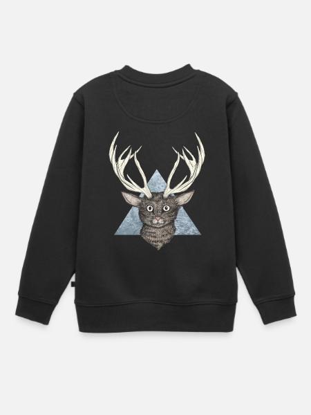 Deer cat - Sweat Premium enfant bio - noir