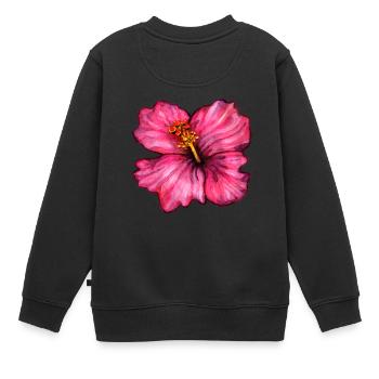 Hibiskus (Aquarell) - Kinder Premium Organic Sweatshirt - Schwarz - Hinten - AI Model Kid Female (0cm)