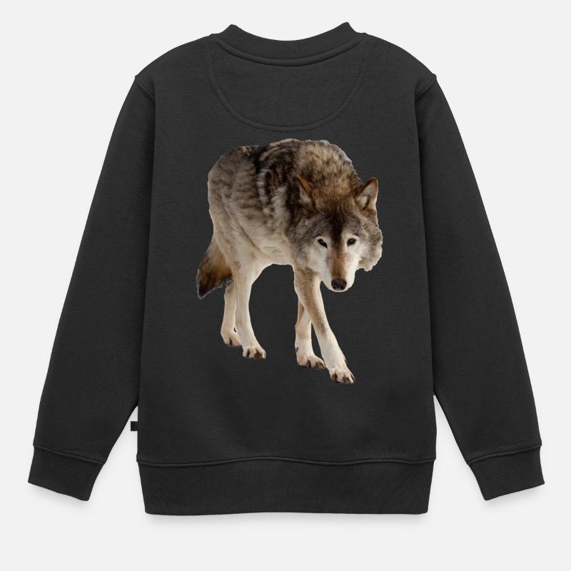 Wolf - Kinder Premium Organic Sweatshirt - Schwarz
