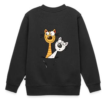 Deux chats drôles Shirt - Chat - chaton -Fun - Sweat Premium enfant bio - noir - Dos - AI Model Kid Female (0cm)