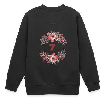 7. Geburtstag - Kinder Premium Organic Sweatshirt - Schwarz - Hinten - AI Model Kid Female (0cm)