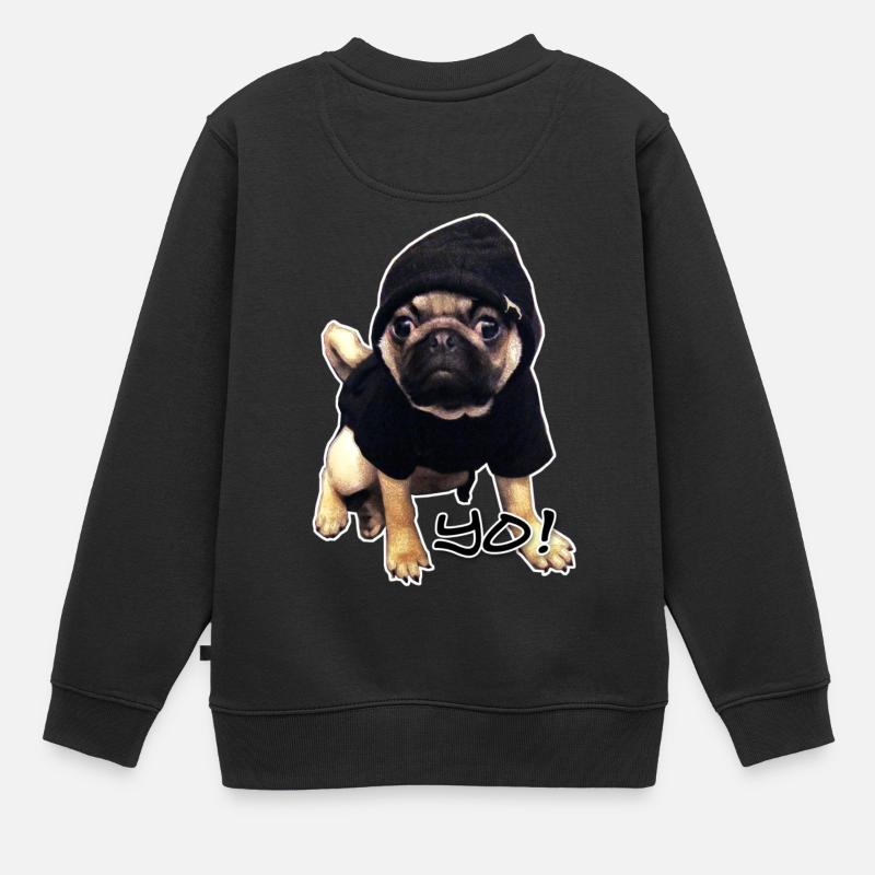 yo_mops_3 - Kinder Premium Organic Sweatshirt - Schwarz