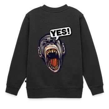 YES! Primat Affe Schimpanse - Kinder Premium Organic Sweatshirt - Schwarz - Hinten - AI Model Kid Female (0cm)