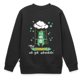 Einhorn - Mir reichts ich geh schaukeln - Kinder Premium Organic Sweatshirt - Schwarz - Hinten - AI Model Kid Female (0cm)