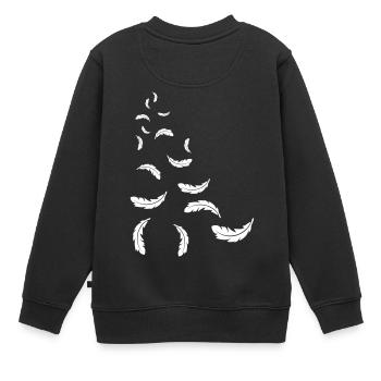 Federn - Kinder Premium Organic Sweatshirt - Schwarz - Hinten - AI Model Kid Female (0cm)
