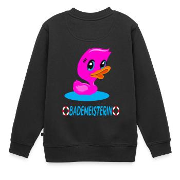 Bademeisterin Quietscheente - Kinder Premium Organic Sweatshirt - Schwarz - Hinten - AI Model Kid Female (0cm)