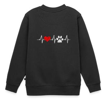 Herzschlag für Hunde Hundeliebhaber Vierbeiner - Kinder Premium Organic Sweatshirt - Schwarz - Hinten - AI Model Kid Female (0cm)