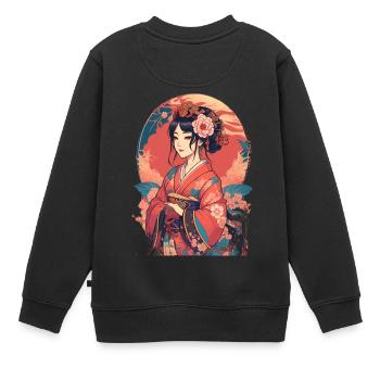 junges japanisches Mädchen - Kinder Premium Organic Sweatshirt - Schwarz - Hinten - AI Model Kid Female (0cm)