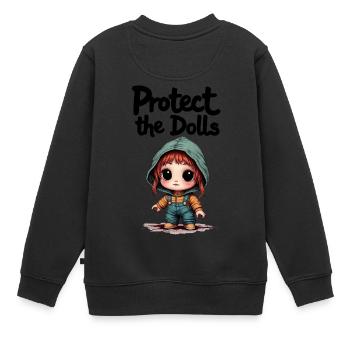 Protect the Dolls - Süße Botschaft - Kinder Premium Organic Sweatshirt - Schwarz - Hinten - AI Model Kid Female (0cm)